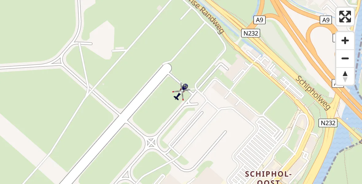 Vluchtroute Politiehelikopter van Schiphol naar Schiphol