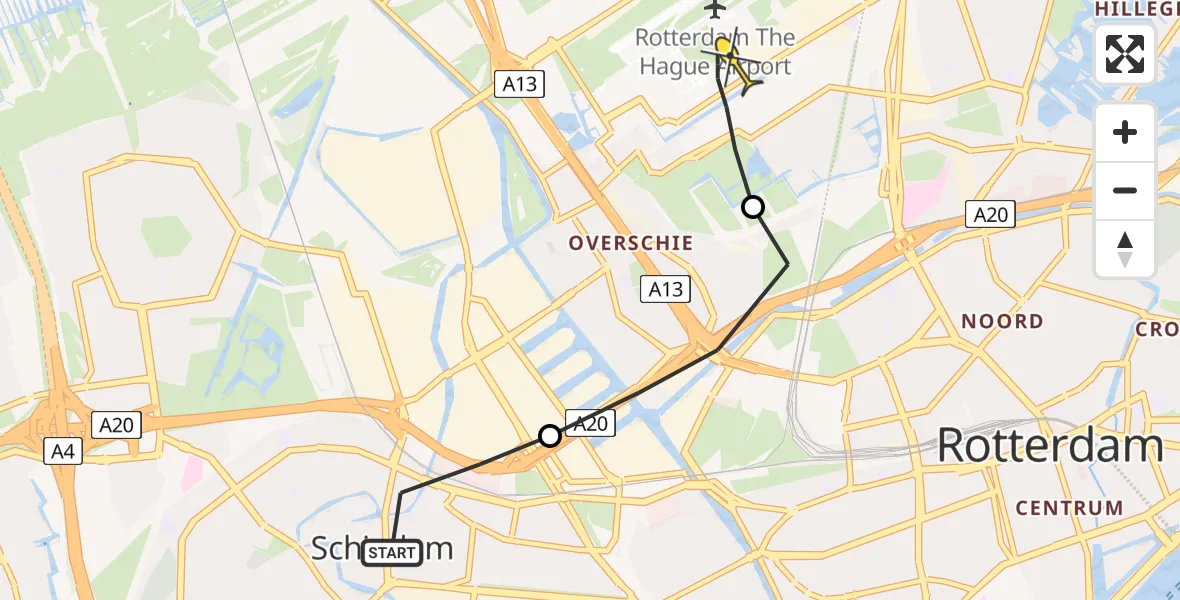 Routekaart van de vlucht: Lifeliner 2 naar Rotterdam The Hague Airport