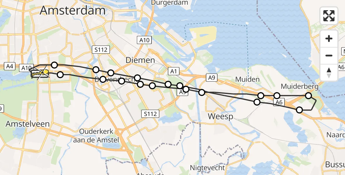 Routekaart van de vlucht: Lifeliner 1 naar VU Medisch Centrum Amsterdam