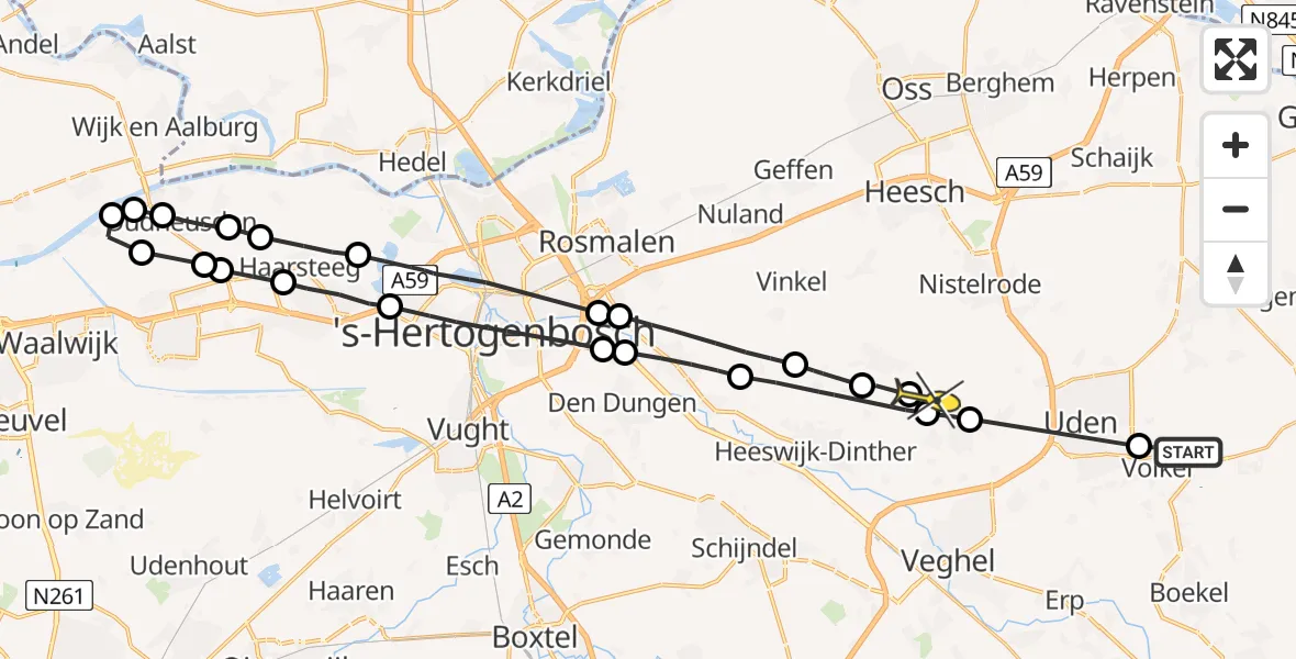 Routekaart van de vlucht: Lifeliner 3 naar Vorstenbosch