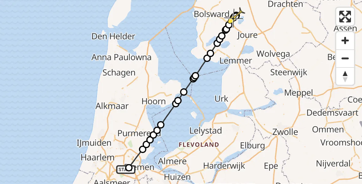 Routekaart van de vlucht: Lifeliner 1 naar Goënga