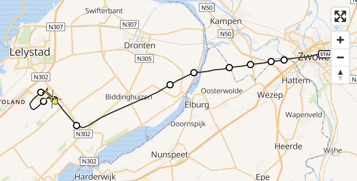 Routekaart van de vlucht: Lifeliner 1 naar Lelystad Airport