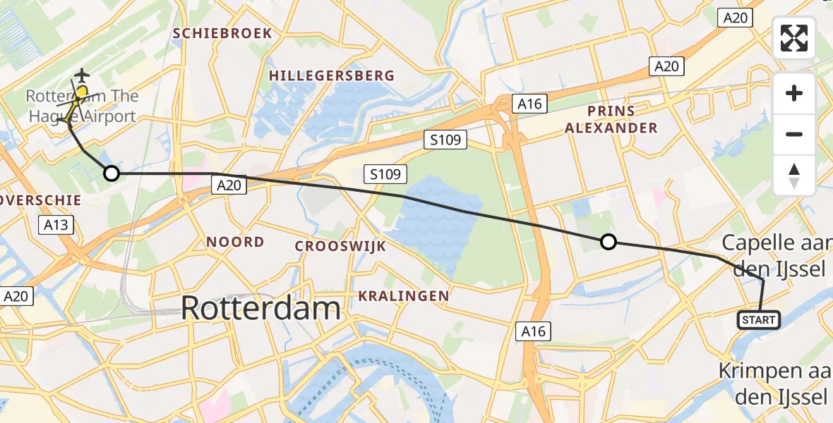 Routekaart van de vlucht: Lifeliner 2 naar Rotterdam The Hague Airport