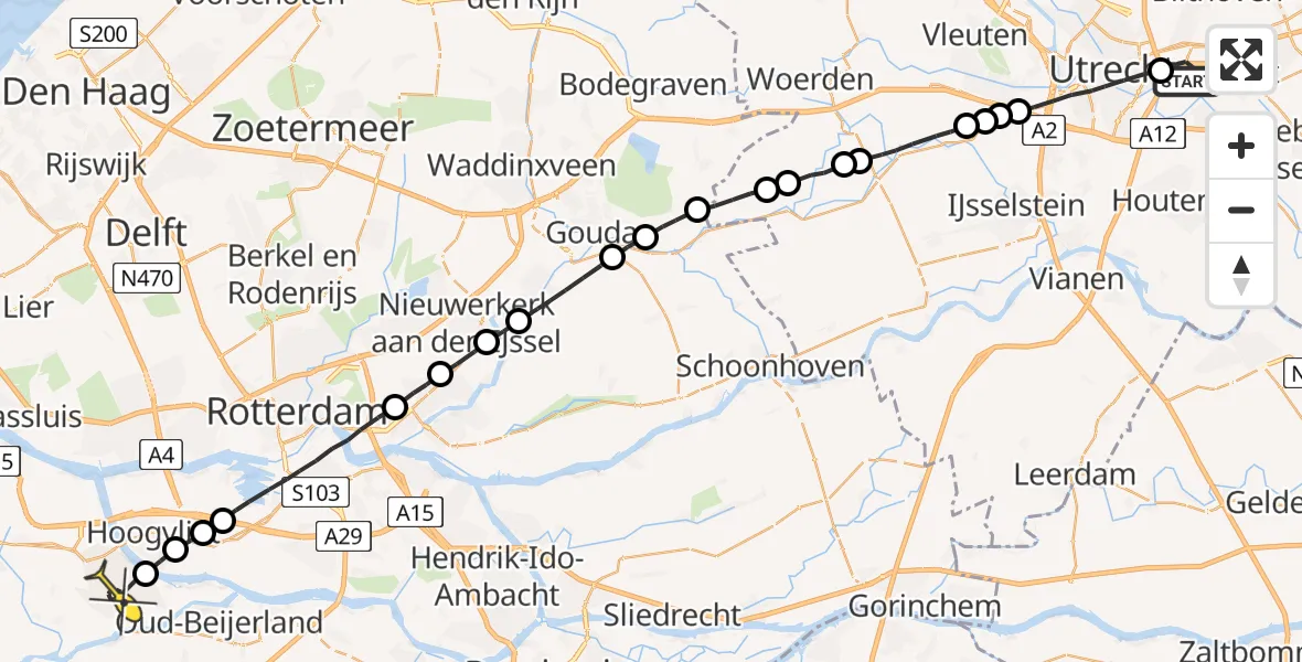 Routekaart van de vlucht: Lifeliner 2 naar Spijkenisse