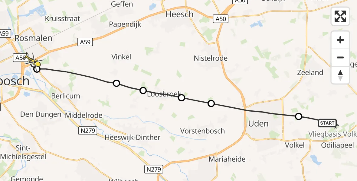 Routekaart van de vlucht: Lifeliner 3 naar Rosmalen