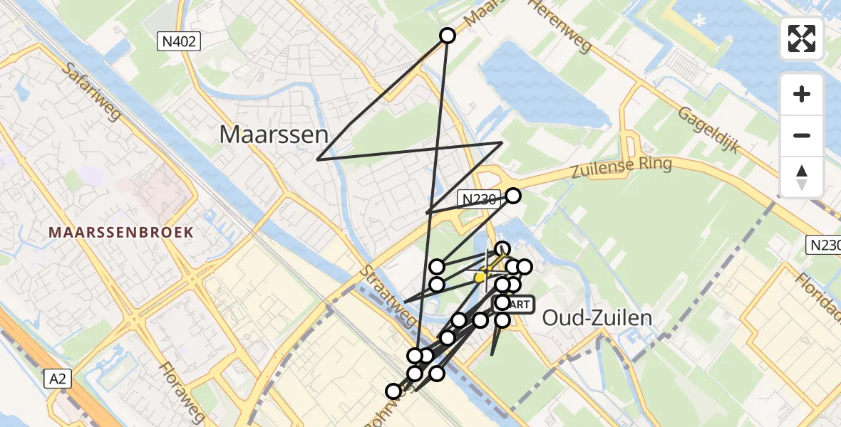Routekaart van de vlucht: Politiehelikopter naar Maarssen