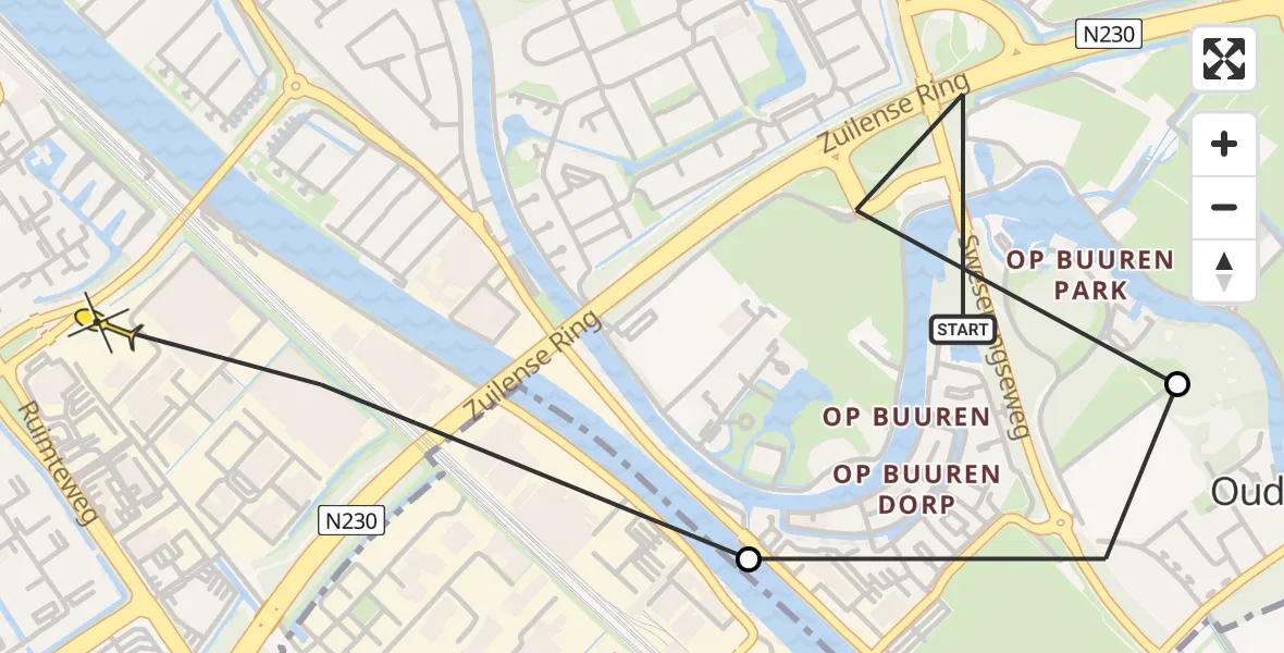 Routekaart van de vlucht: Politieheli naar Maarssen