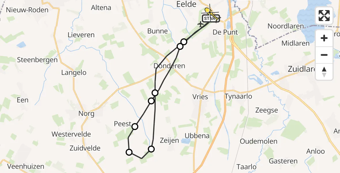 Routekaart van de vlucht: Lifeliner 4 naar Groningen Airport Eelde