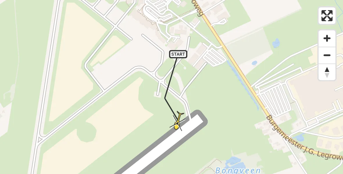 Routekaart van de vlucht: Traumahelikopter naar Groningen Airport Eelde