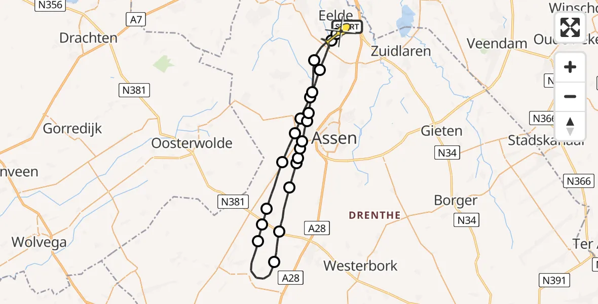 Routekaart van de vlucht: Lifeliner 4 naar Groningen Airport Eelde