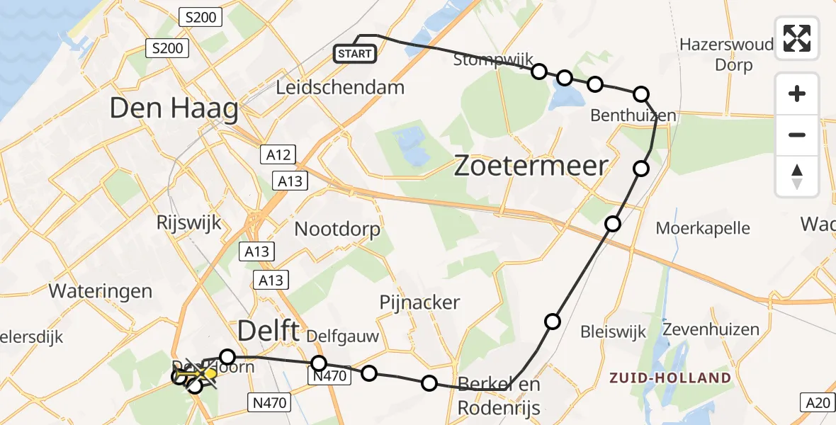 Routekaart van de vlucht: Lifeliner 2 naar Den Hoorn