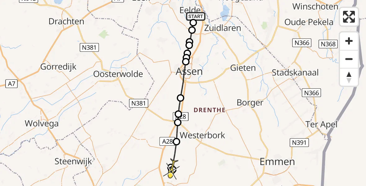 Routekaart van de vlucht: Lifeliner 4 naar Stuifzand