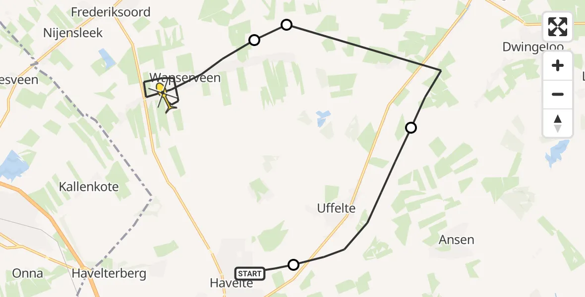 Routekaart van de vlucht: Lifeliner 4 naar Wapserveen