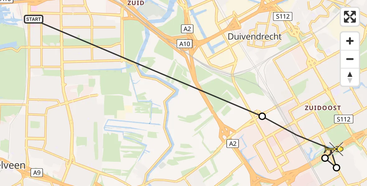 Routekaart van de vlucht: Lifeliner 1 naar Amsterdam