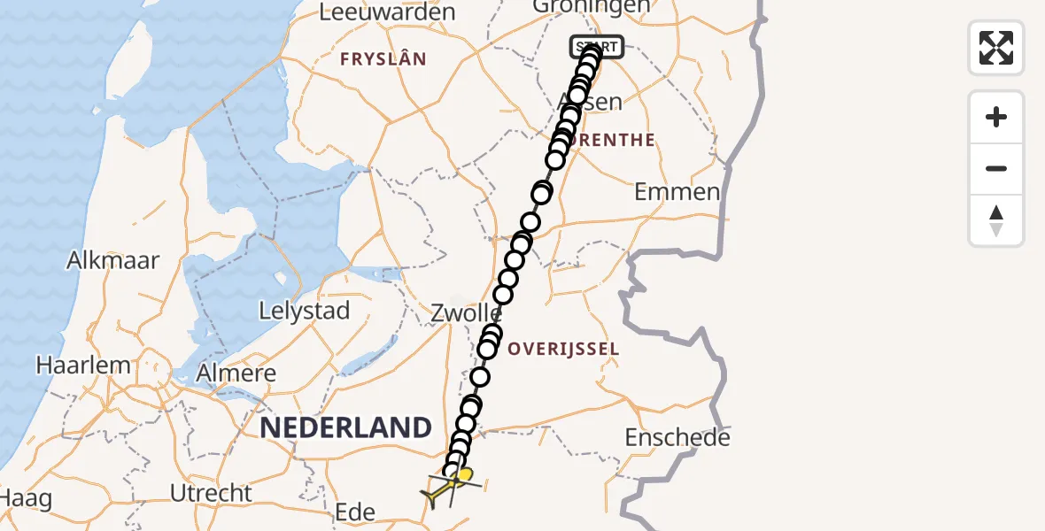 Routekaart van de vlucht: Lifeliner 4 naar Loenen