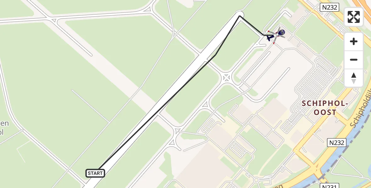 Vluchtroute Politiehelikopter van Schiphol naar Schiphol