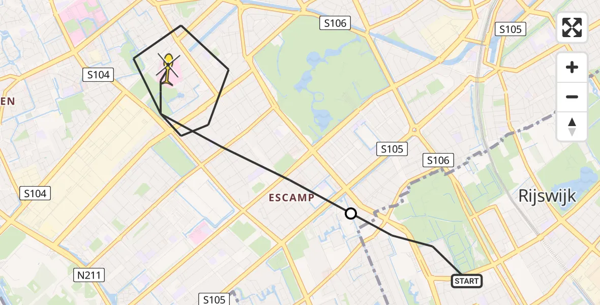 Routekaart van de vlucht: Lifeliner 2 naar Den Haag