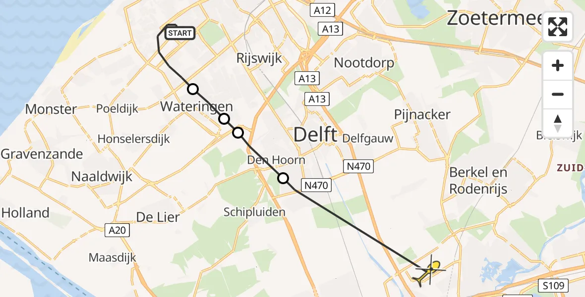 Routekaart van de vlucht: Lifeliner 2 naar Rotterdam The Hague Airport