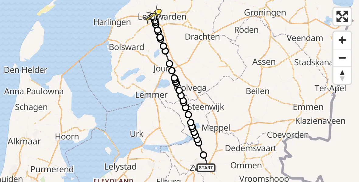 Routekaart van de vlucht: Lifeliner 4 naar Marsum