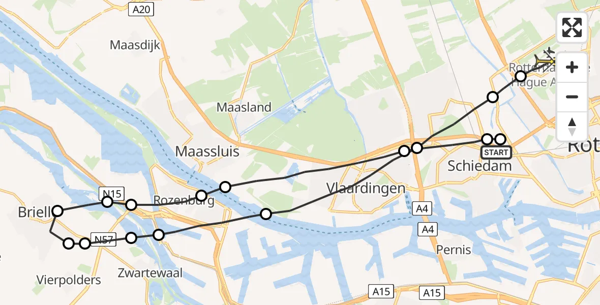 Routekaart van de vlucht: Lifeliner 2 naar Rotterdam The Hague Airport