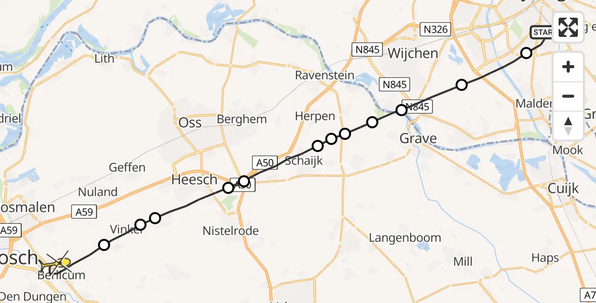 Routekaart van de vlucht: Lifeliner 3 naar Berlicum