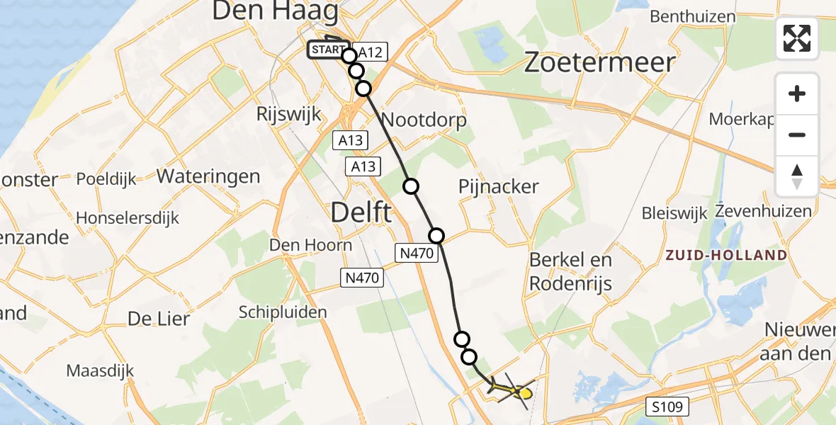 Routekaart van de vlucht: Lifeliner 2 naar Rotterdam The Hague Airport