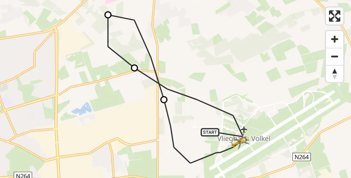 Vluchtroute Traumahelikopter Vliegbasis Volkel - Vliegbasis Volkel, 22 juni 2022, 18:29