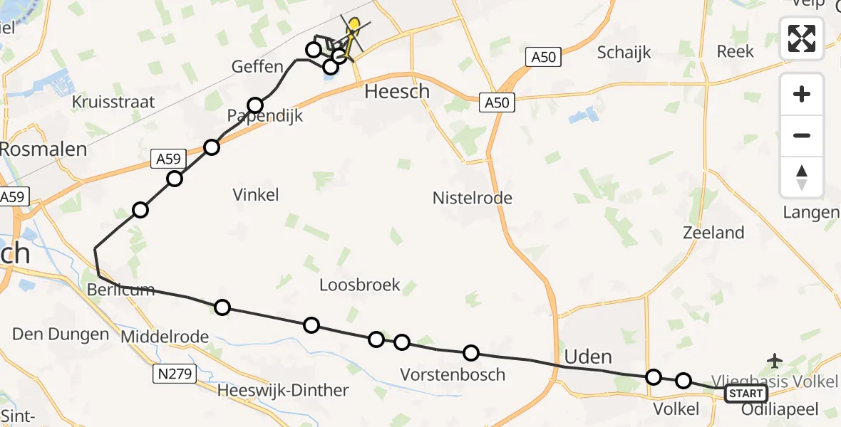 Routekaart van de vlucht: Lifeliner 3 naar Oss