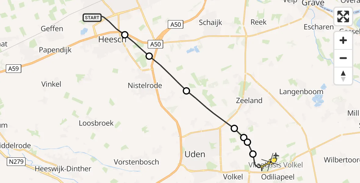 Routekaart van de vlucht: Lifeliner 3 naar Vliegbasis Volkel