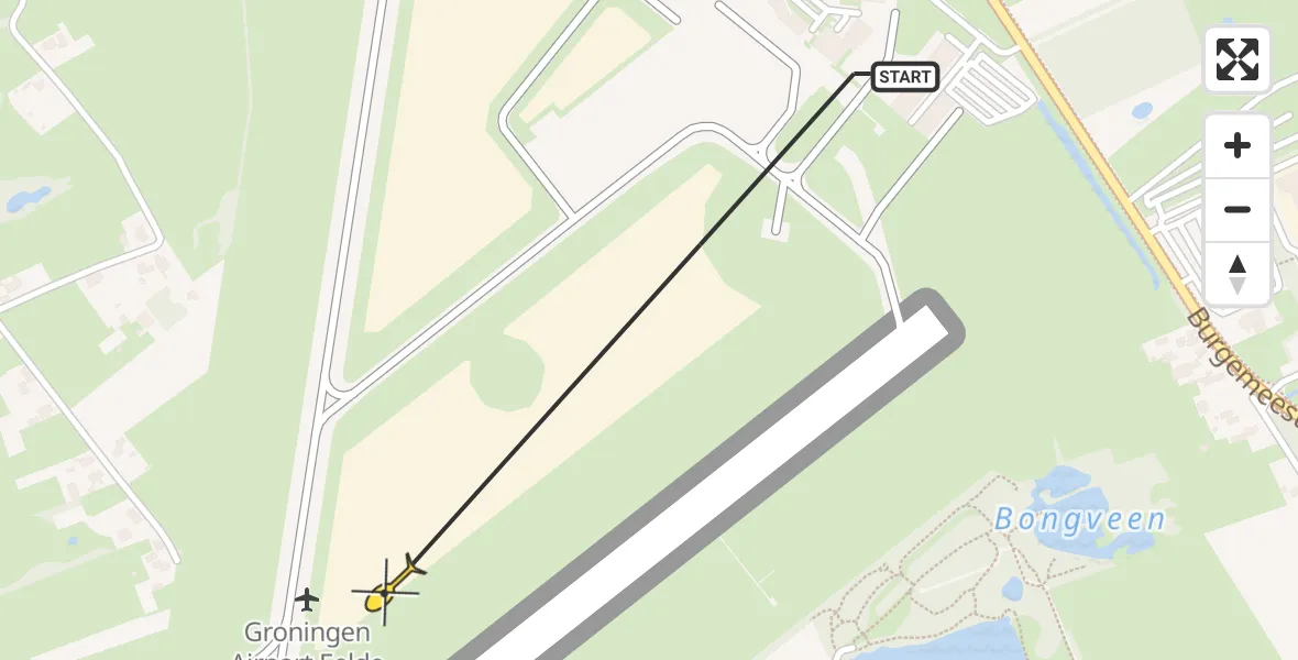 Routekaart van de vlucht: Traumahelikopter naar Groningen Airport Eelde