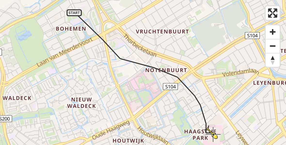 Routekaart van de vlucht: Lifeliner 2 naar Den Haag