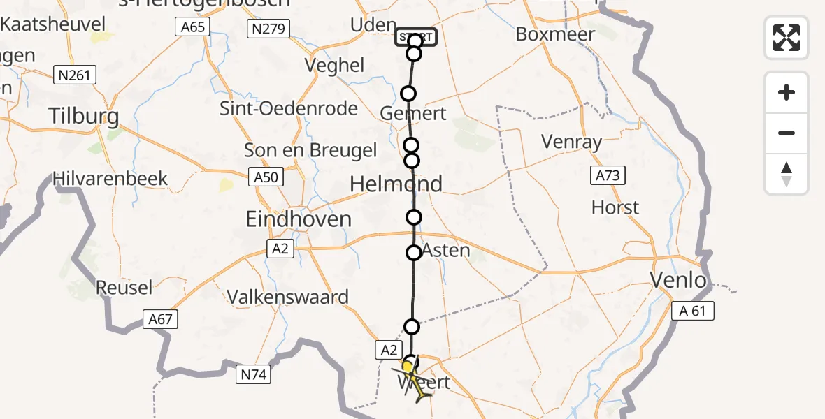 Routekaart van de vlucht: Lifeliner 3 naar Weert