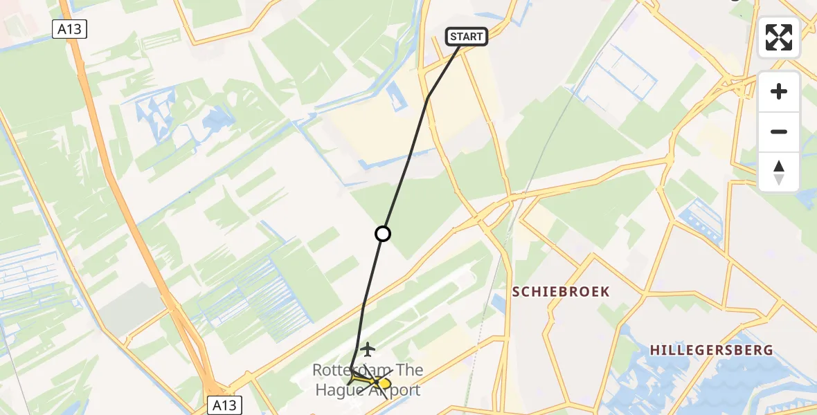 Routekaart van de vlucht: Lifeliner 2 naar Rotterdam The Hague Airport