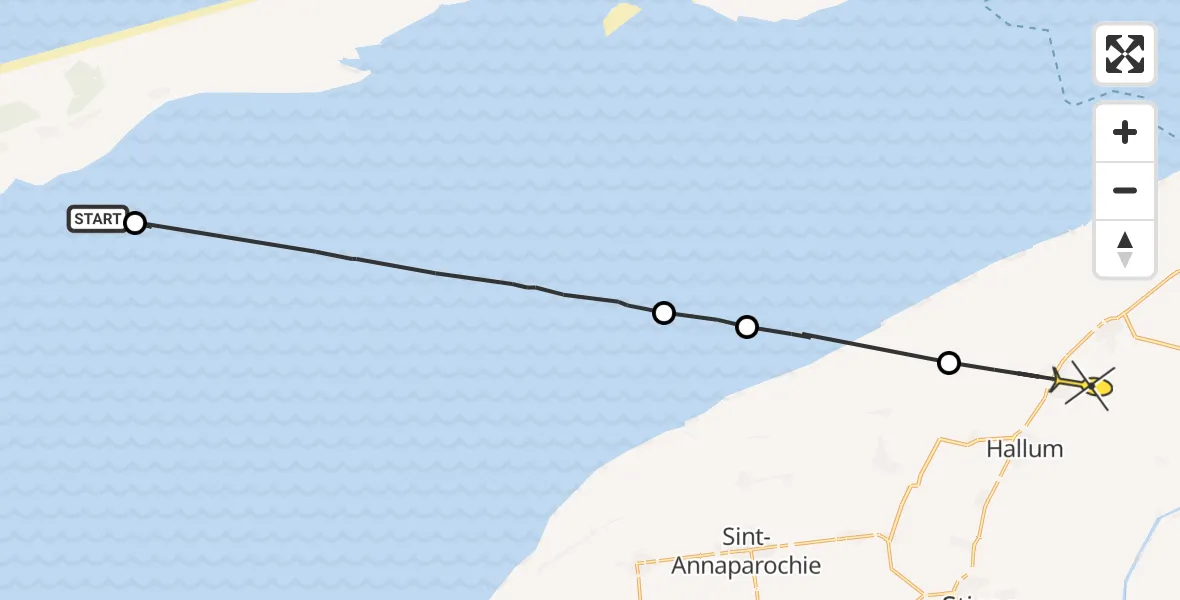 Routekaart van de vlucht: Ambulanceheli naar Marrum