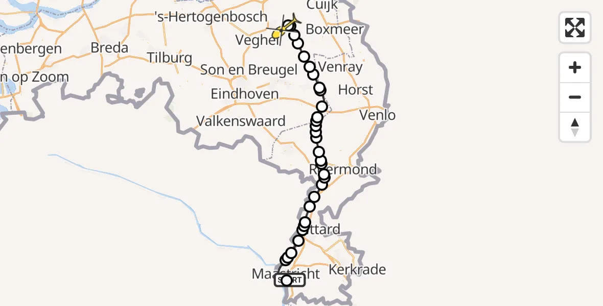 Routekaart van de vlucht: Lifeliner 3 naar Vliegbasis Volkel