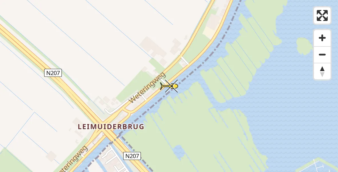 Routekaart van de vlucht: Lifeliner 1 naar Leimuiderbrug