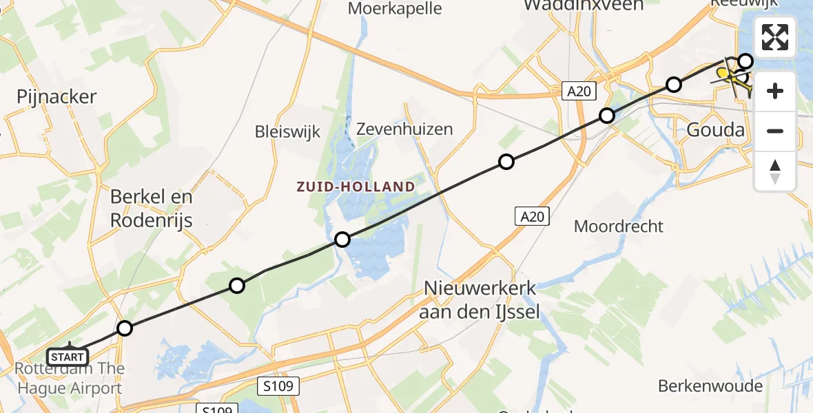 Routekaart van de vlucht: Lifeliner 2 naar Gouda