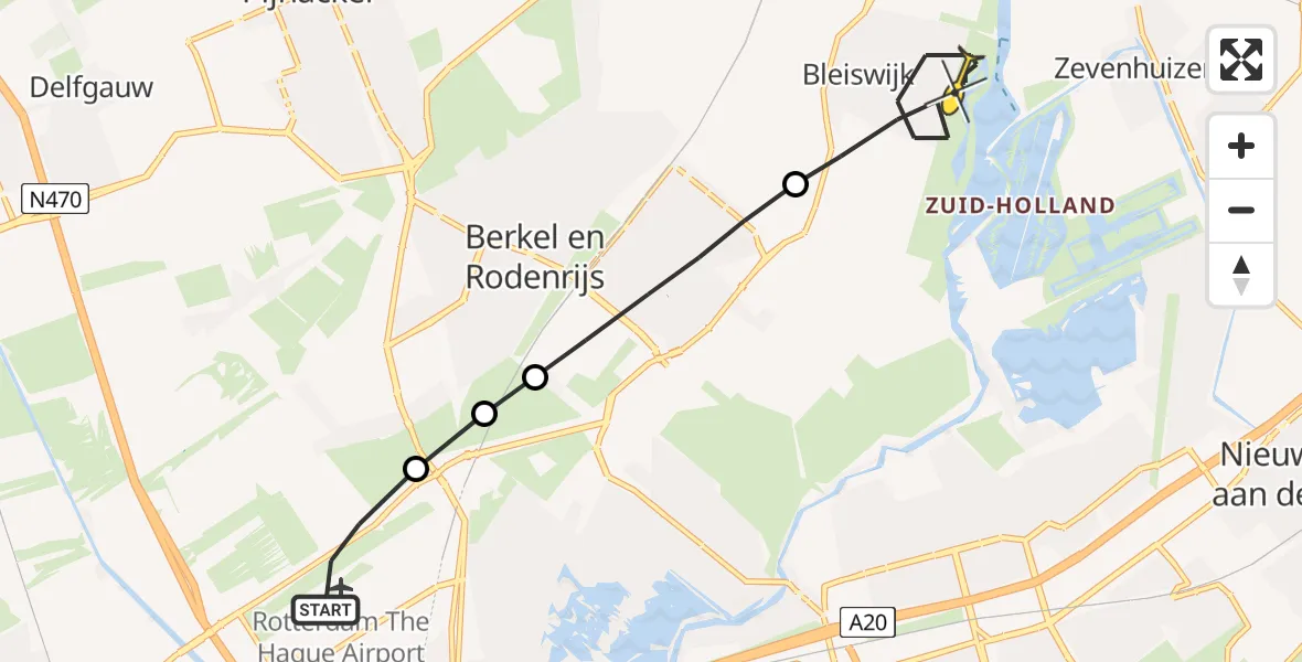 Routekaart van de vlucht: Lifeliner 2 naar Bleiswijk