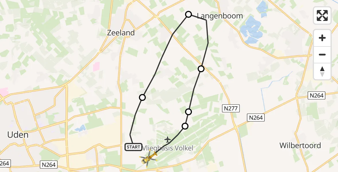 Vluchtroute Traumahelikopter Vliegbasis Volkel - Vliegbasis Volkel, 24 juni 2022, 05:51