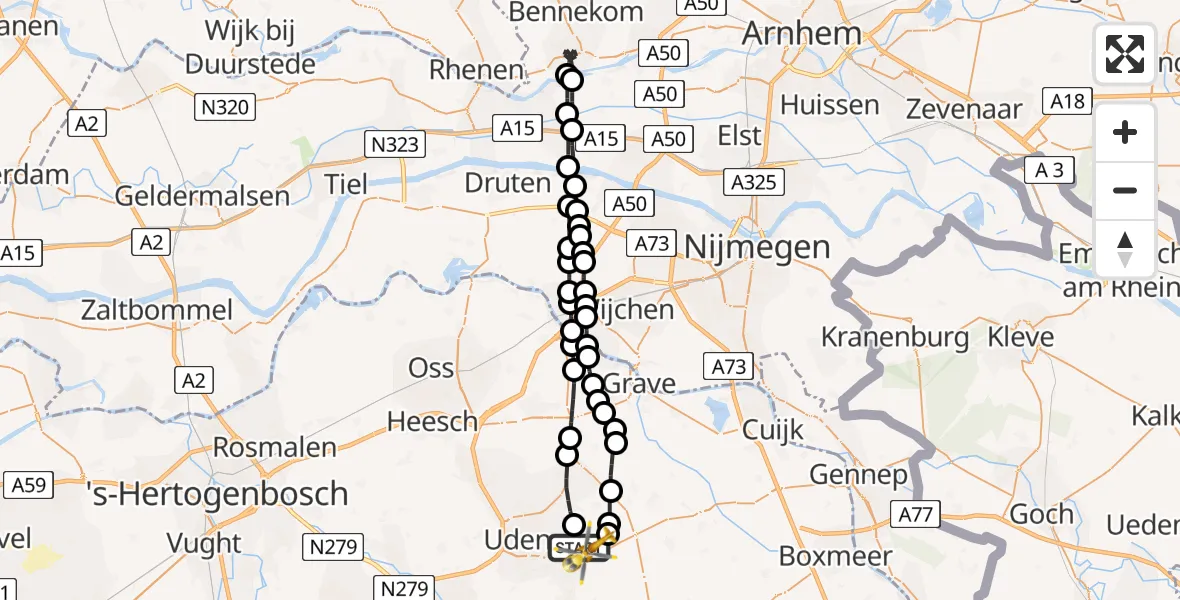 Vluchtroute Traumahelikopter Vliegbasis Volkel - Vliegbasis Volkel, 24 juni 2022, 06:38