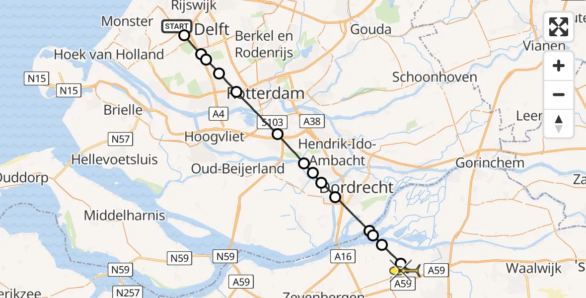 Routekaart van de vlucht: Lifeliner 2 naar Made