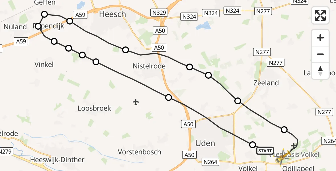 Vluchtroute Traumahelikopter Vliegbasis Volkel - Vliegbasis Volkel, 24 juni 2022, 09:24