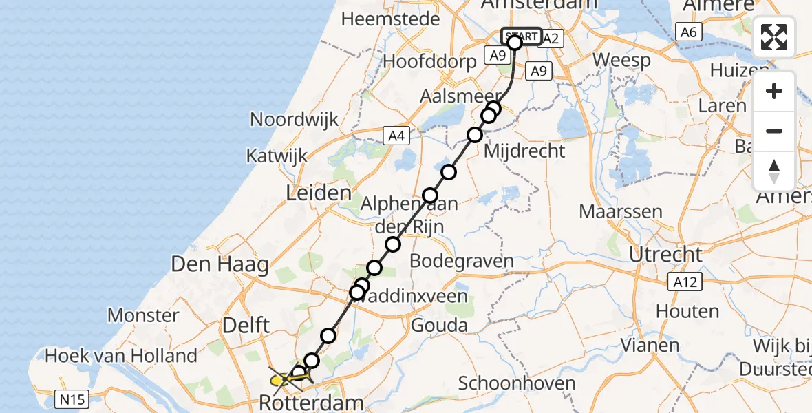 Routekaart van de vlucht: Lifeliner 2 naar Rotterdam The Hague Airport