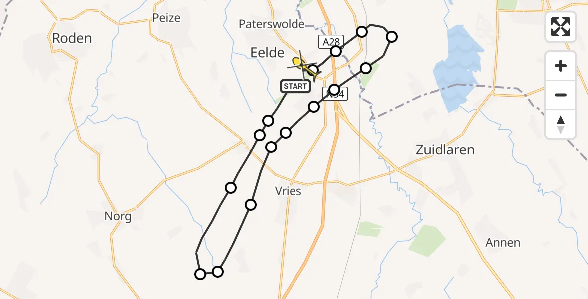 Routekaart van de vlucht: Lifeliner 4 naar Groningen Airport Eelde