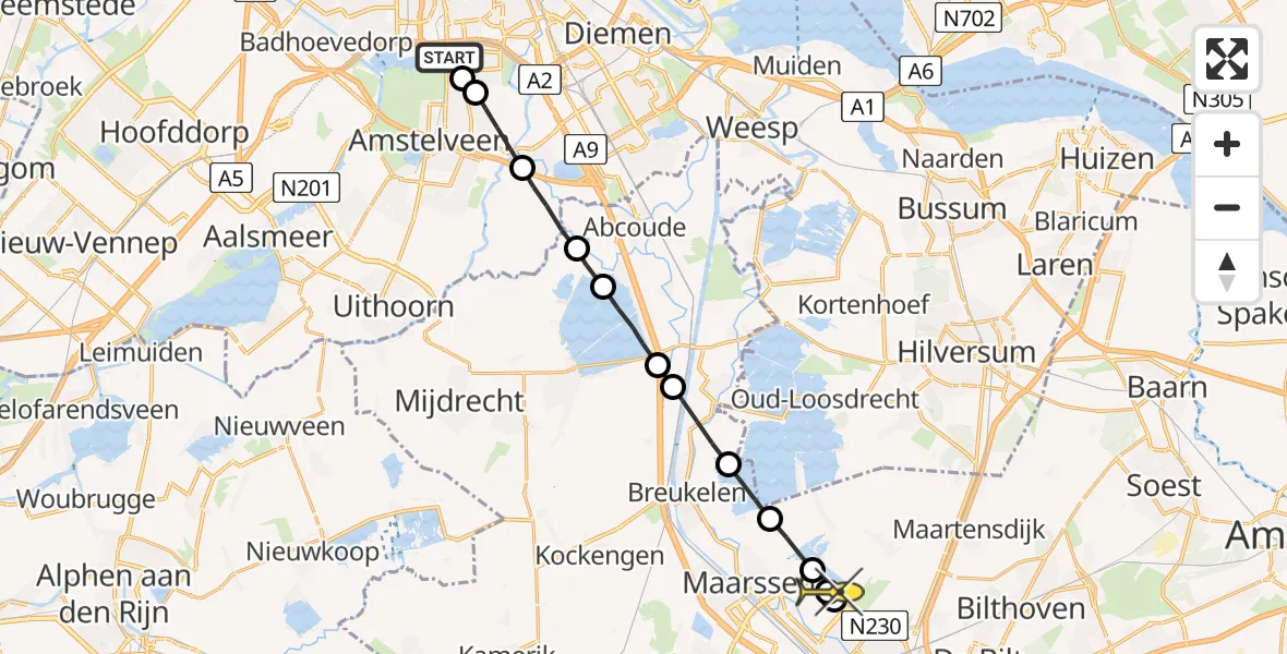 Routekaart van de vlucht: Lifeliner 1 naar Maarssen