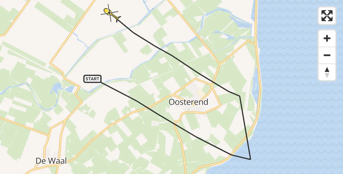 Routekaart van de vlucht: Politieheli naar Texel International Airport