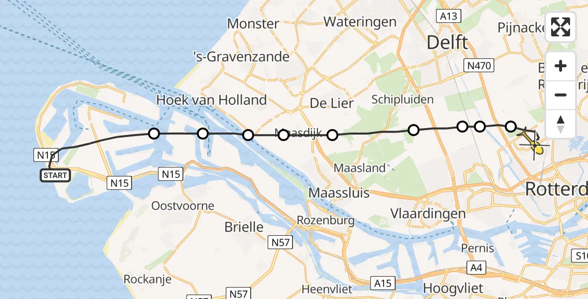 Routekaart van de vlucht: Lifeliner 2 naar Rotterdam The Hague Airport