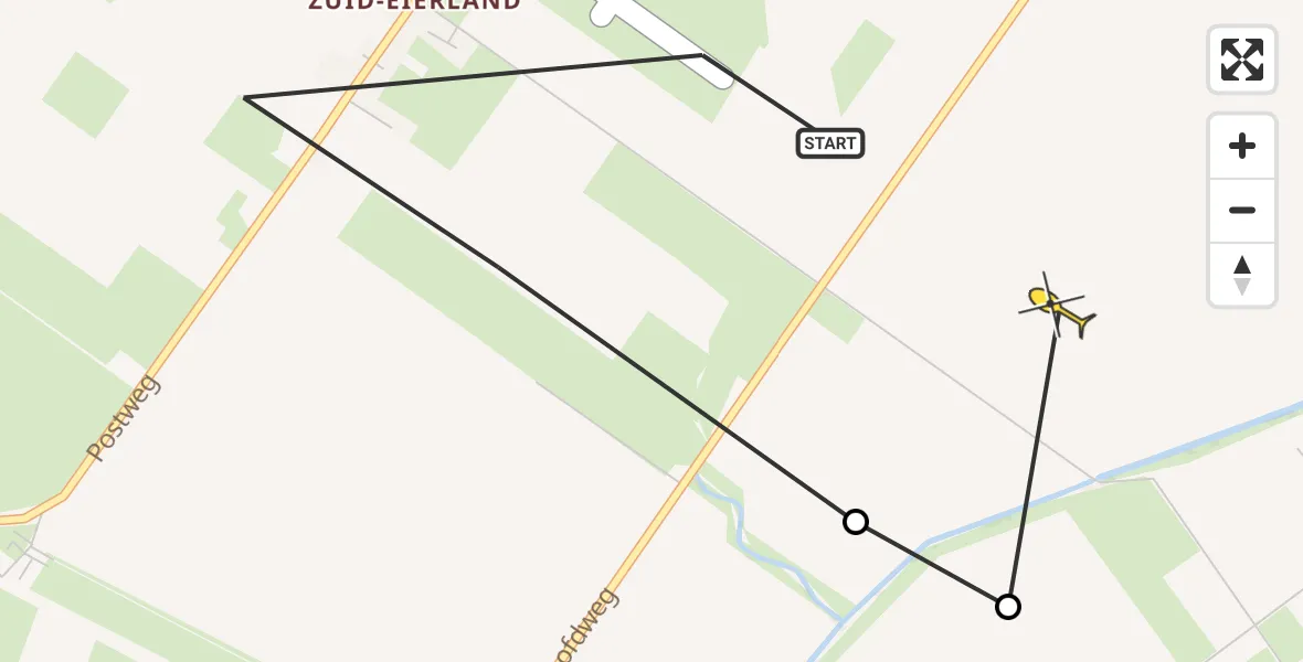 Routekaart van de vlucht: Politiehelikopter naar Texel International Airport