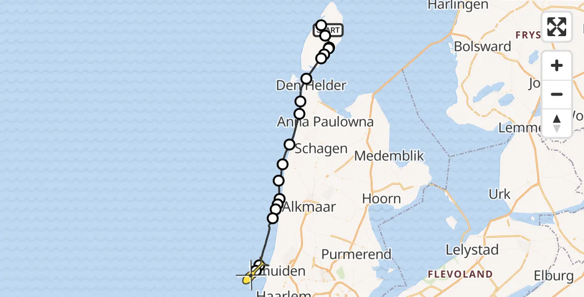 Routekaart van de vlucht: Politieheli naar 