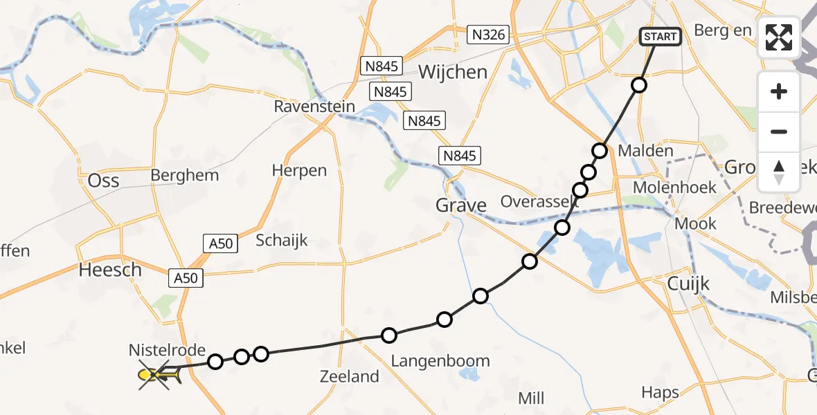 Routekaart van de vlucht: Lifeliner 3 naar Nistelrode